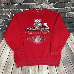 Vintage Wisconsin Badgers Nutmeg Sweatshirt Men’s Medium Rose Bowl NCAA Red 90s